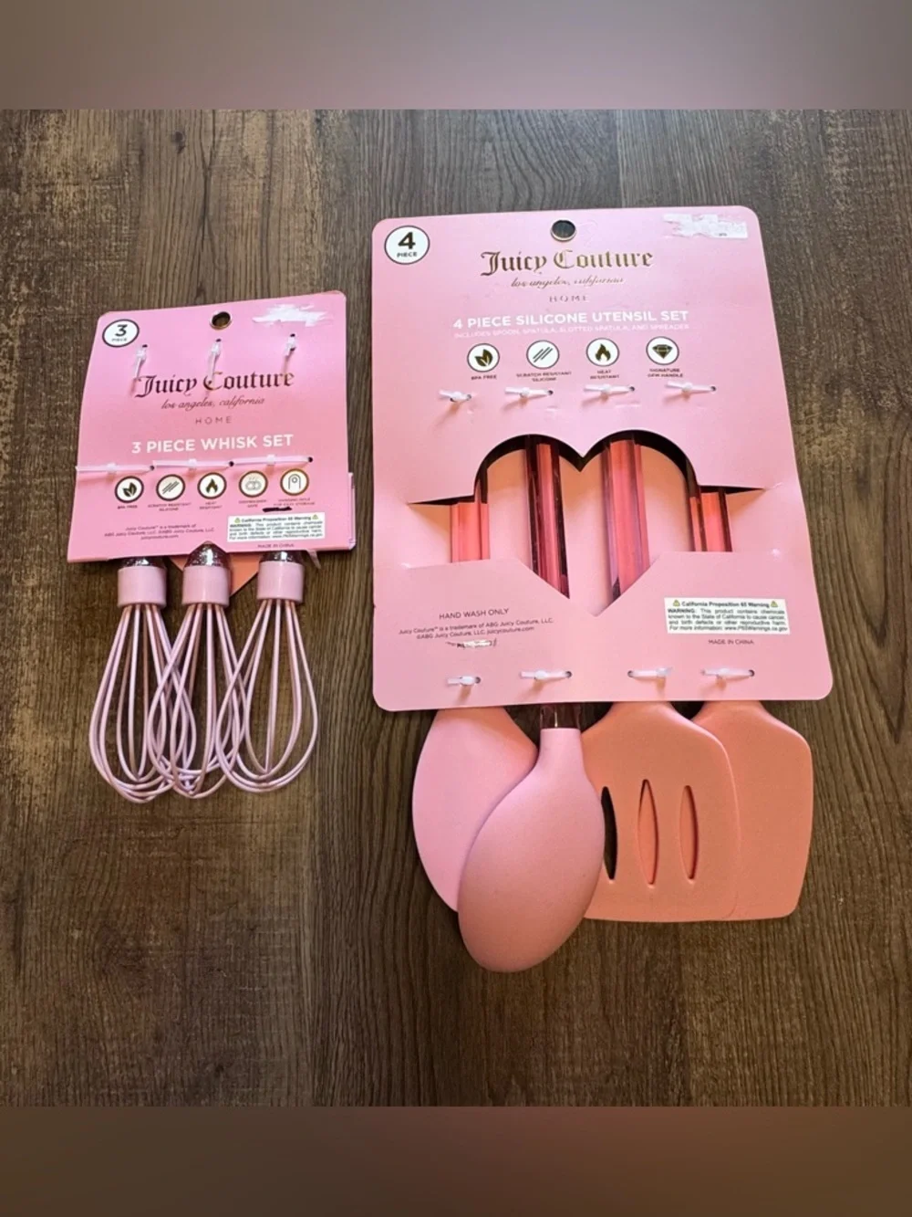 Juicy Couture Pink Silicone Kitchen Utensil & Whisk Set